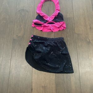 Girls' Black & Hot Pink Dance Costume Two-Piece Set